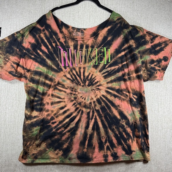 Wicked Tops - Wicked Off The Shoulders Black Tie Dyed Play Graphic T-Shirt 3XL NWOT